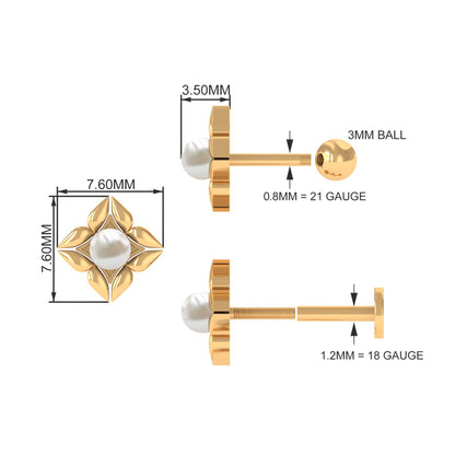 Nature Inspired Freshwater Pearl Upper Lobe Earring