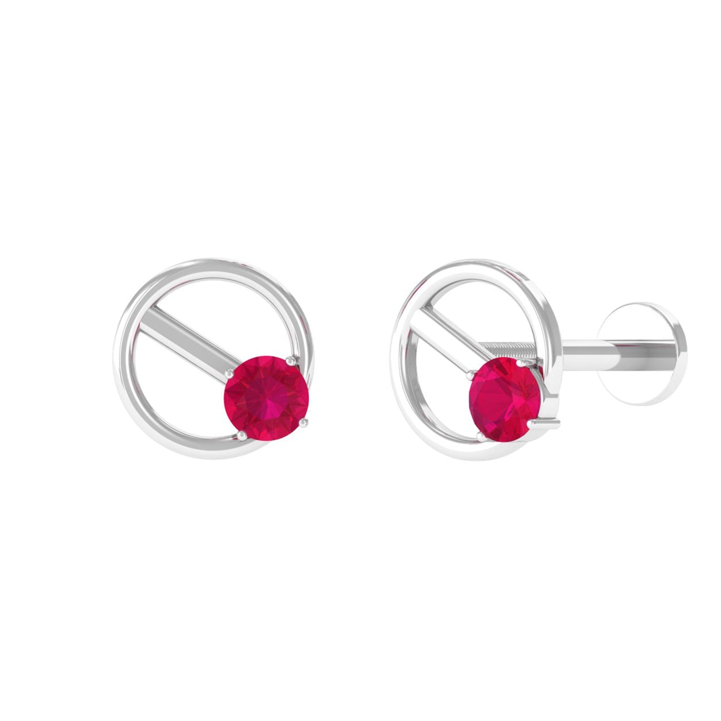 Minimalist Ruby Earring for Conch Piercing