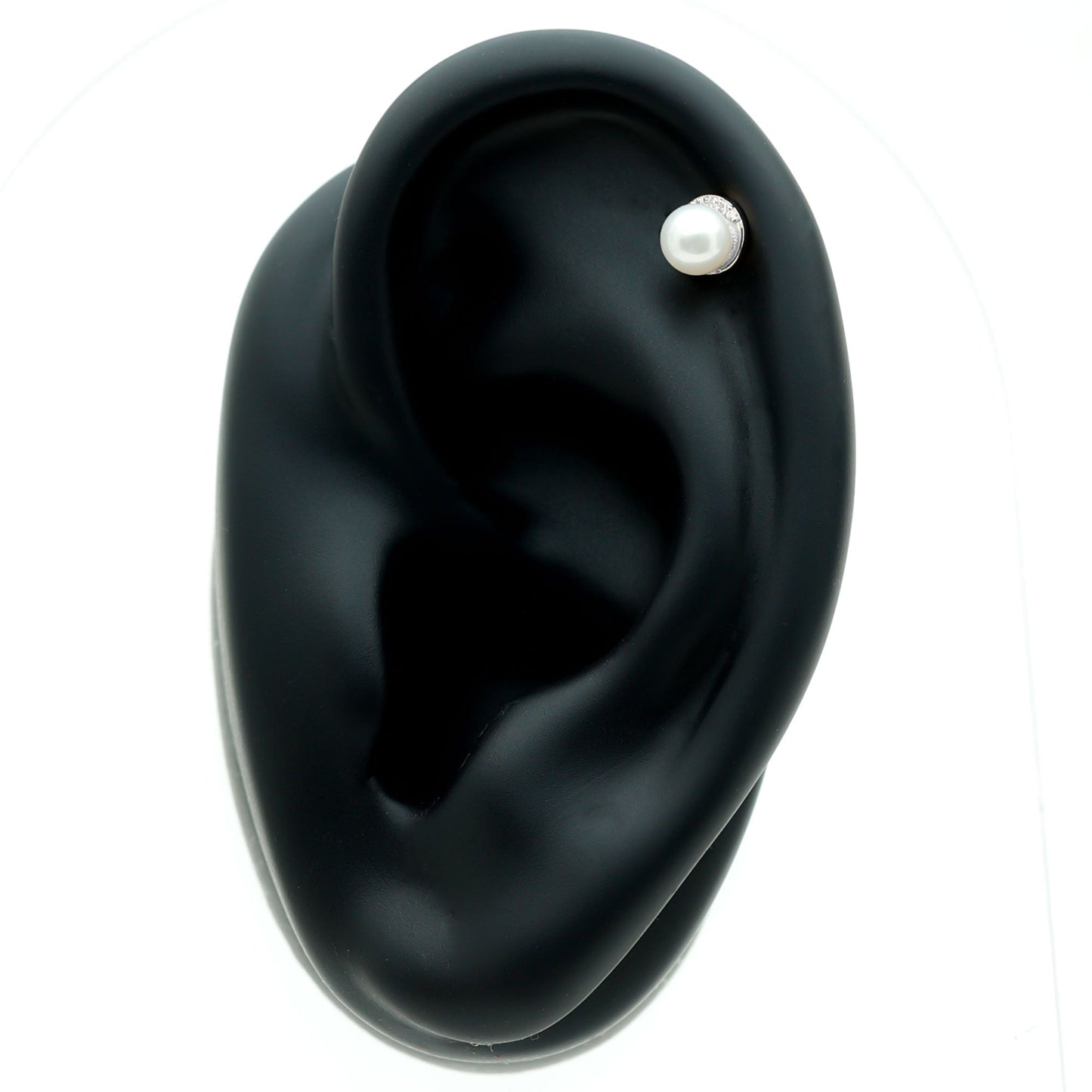 Natural Pearl Solitaire Helix Earring with Diamonds