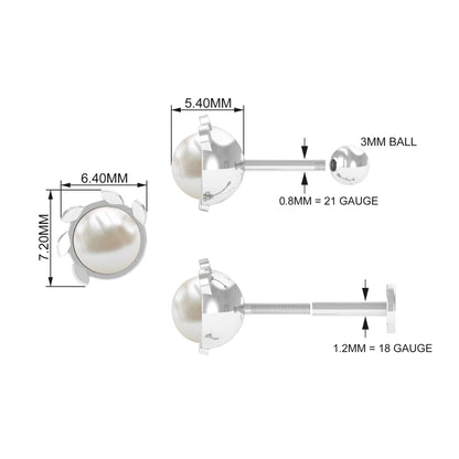 Real Freshwater Pearl Solitaire Earring for Helix Piercing