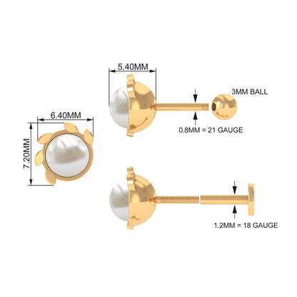 Real Freshwater Pearl Solitaire Earring for Helix Piercing
