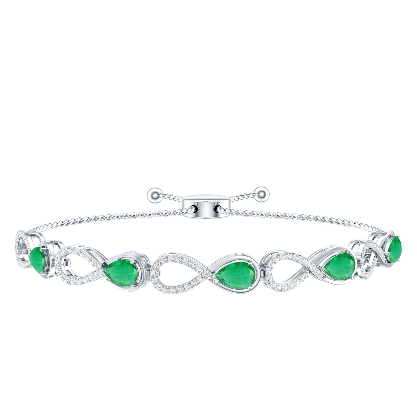 Real Emerald Infinity Bracelet With Moissanite