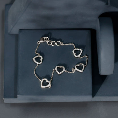 Certified Diamond Heart Chain Bracelet in Prong Setting