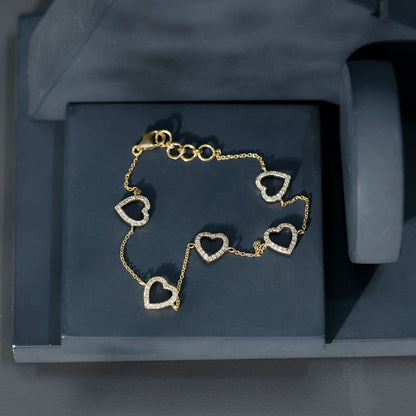 Certified Diamond Heart Chain Bracelet in Prong Setting