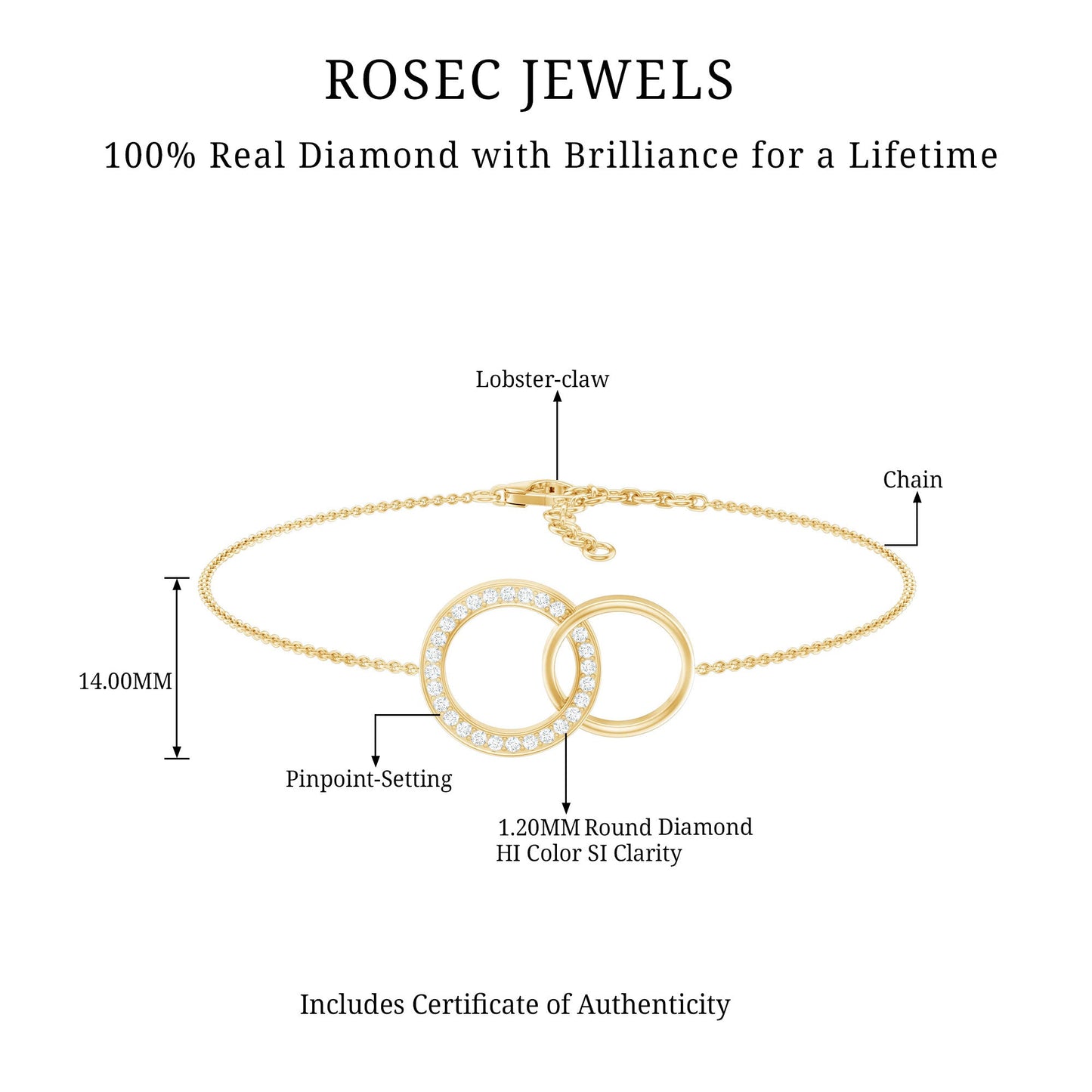 Diamond Eternity Chain Bracelet For Women
