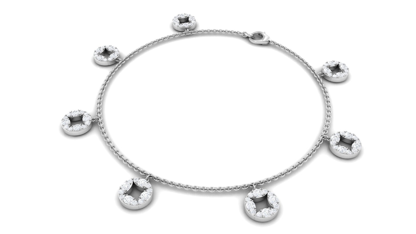 Minimal Moissanite Chain Charm Bracelet for Women