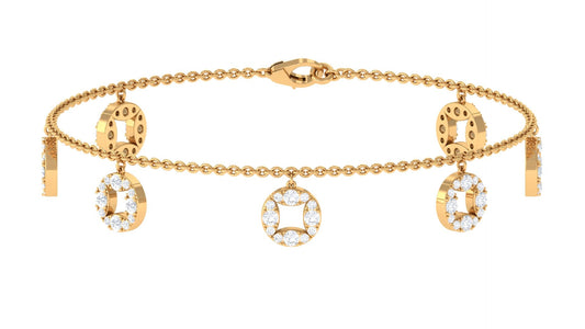 Minimal Moissanite Chain Charm Bracelet for Women