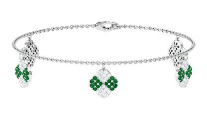 Certified Lab Grown Emerald Chain Charm Bracelet with Moissanite