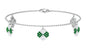 Certified Lab Grown Emerald Chain Charm Bracelet with Moissanite