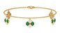 Certified Lab Grown Emerald Chain Charm Bracelet with Moissanite