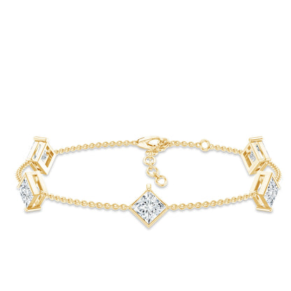 Certified Princess Cut Lab Grown Diamond Wedding Chain Bracelet