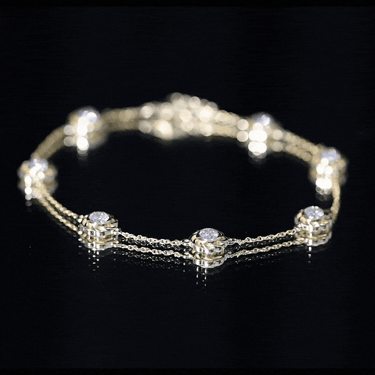 Lab Grown Diamond Station Chain Bracelet