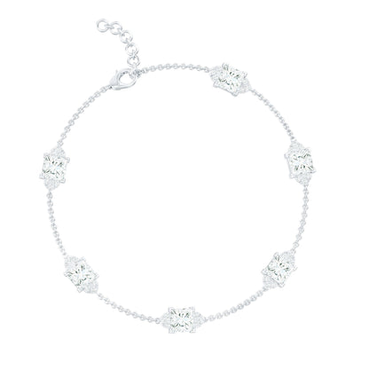 Princess Cut Lab Grown Diamond Station Chain Bracelet
