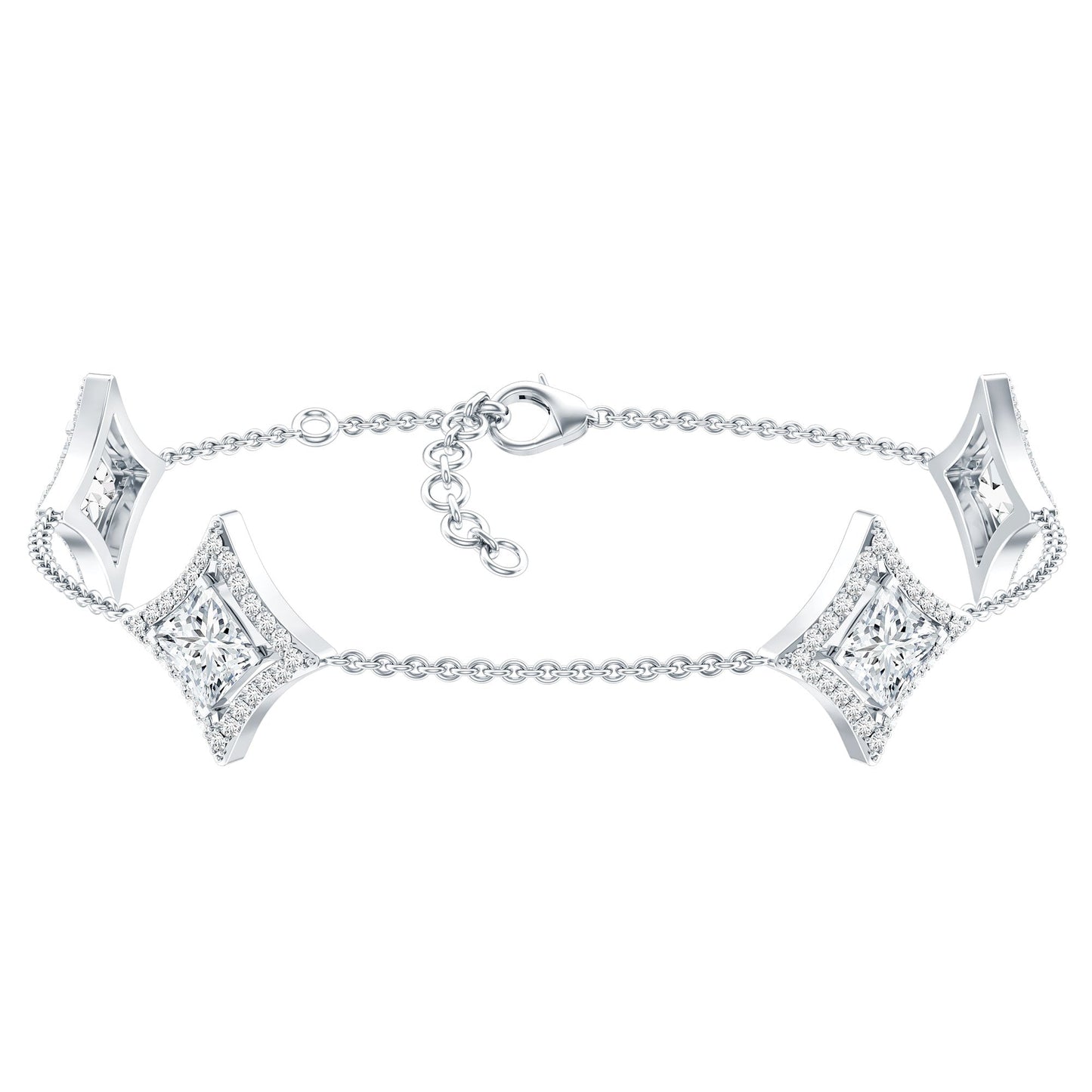 Certified Princess Cut Lab Grown Diamond Bridal Bracelet