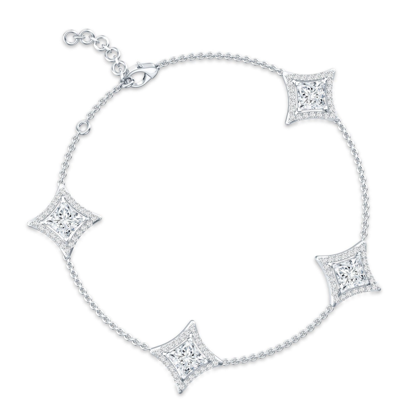 Certified Princess Cut Lab Grown Diamond Bridal Bracelet