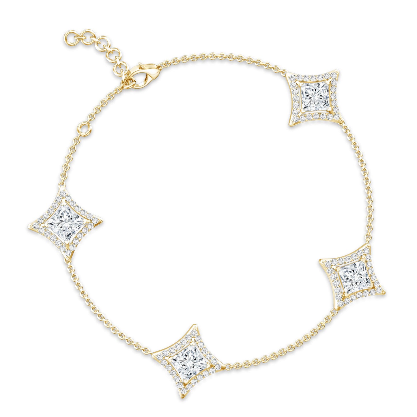 Certified Princess Cut Lab Grown Diamond Bridal Bracelet