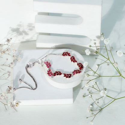 Marquise Lab Grown Ruby Leaf Bolo Bracelet