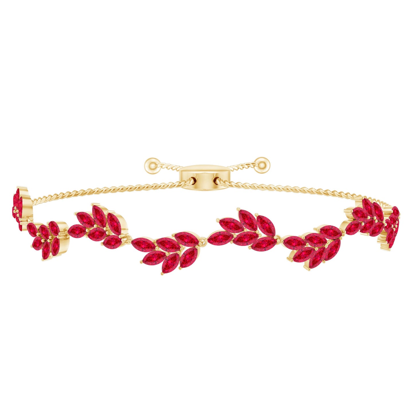 Marquise Lab Grown Ruby Leaf Bolo Bracelet