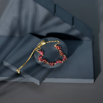 Marquise Lab Grown Ruby Leaf Bolo Bracelet