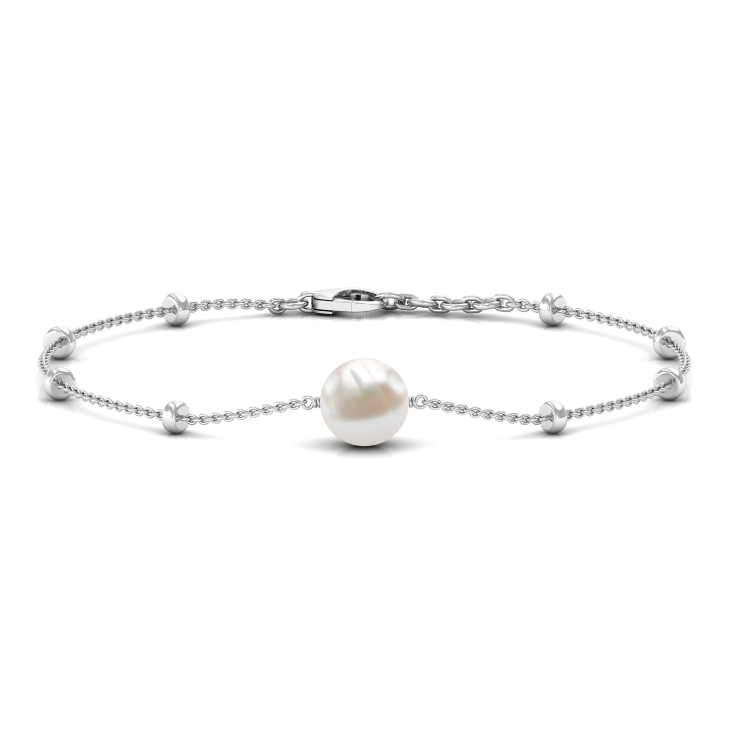Cultured 7.48 Carat Freshwater Pearl Chain Bracelet