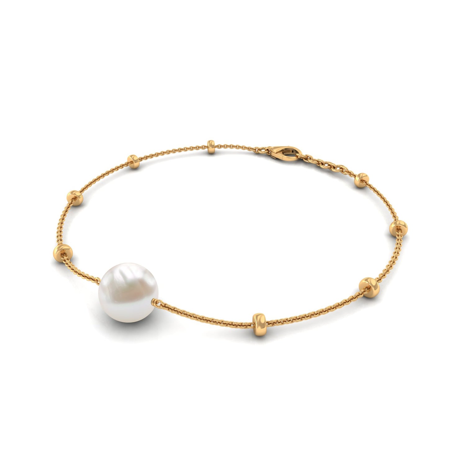 Cultured 7.48 Carat Freshwater Pearl Chain Bracelet