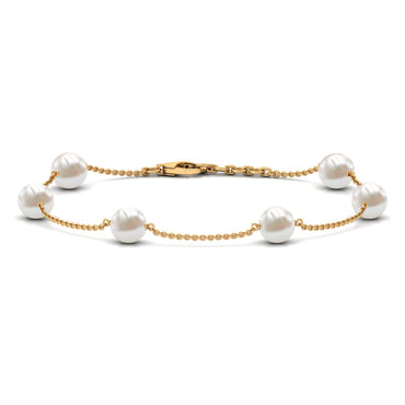 Real Freshwater Pearl Station Bracelet for Women