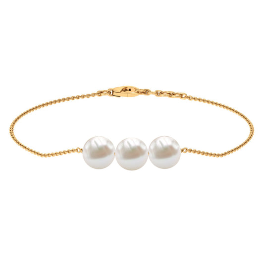 Cultured Freshwater Pearl 3 Stone Bracelet for Women