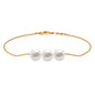 Cultured Freshwater Pearl 3 Stone Bracelet for Women