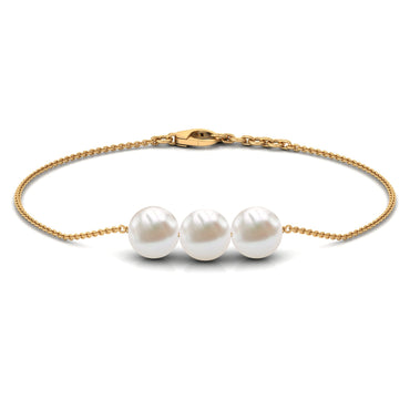 Cultured Freshwater Pearl 3 Stone Bracelet for Women