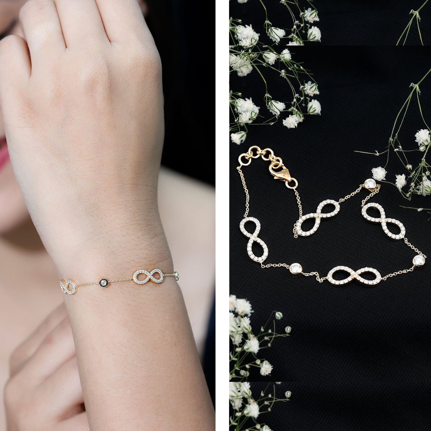 Certified Moissanite Infinity Chain Bracelet