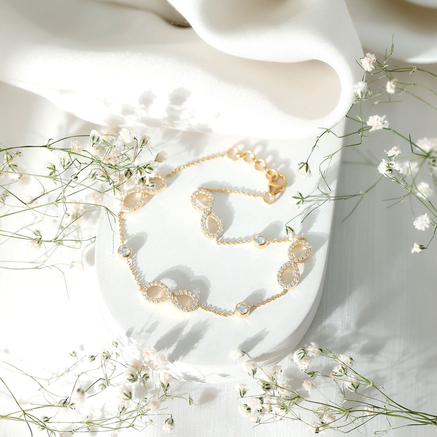 Certified Moissanite Infinity Chain Bracelet