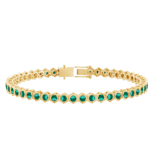 Certified Lab Grown Emerald Hexagon Tennis Bracelet for Women