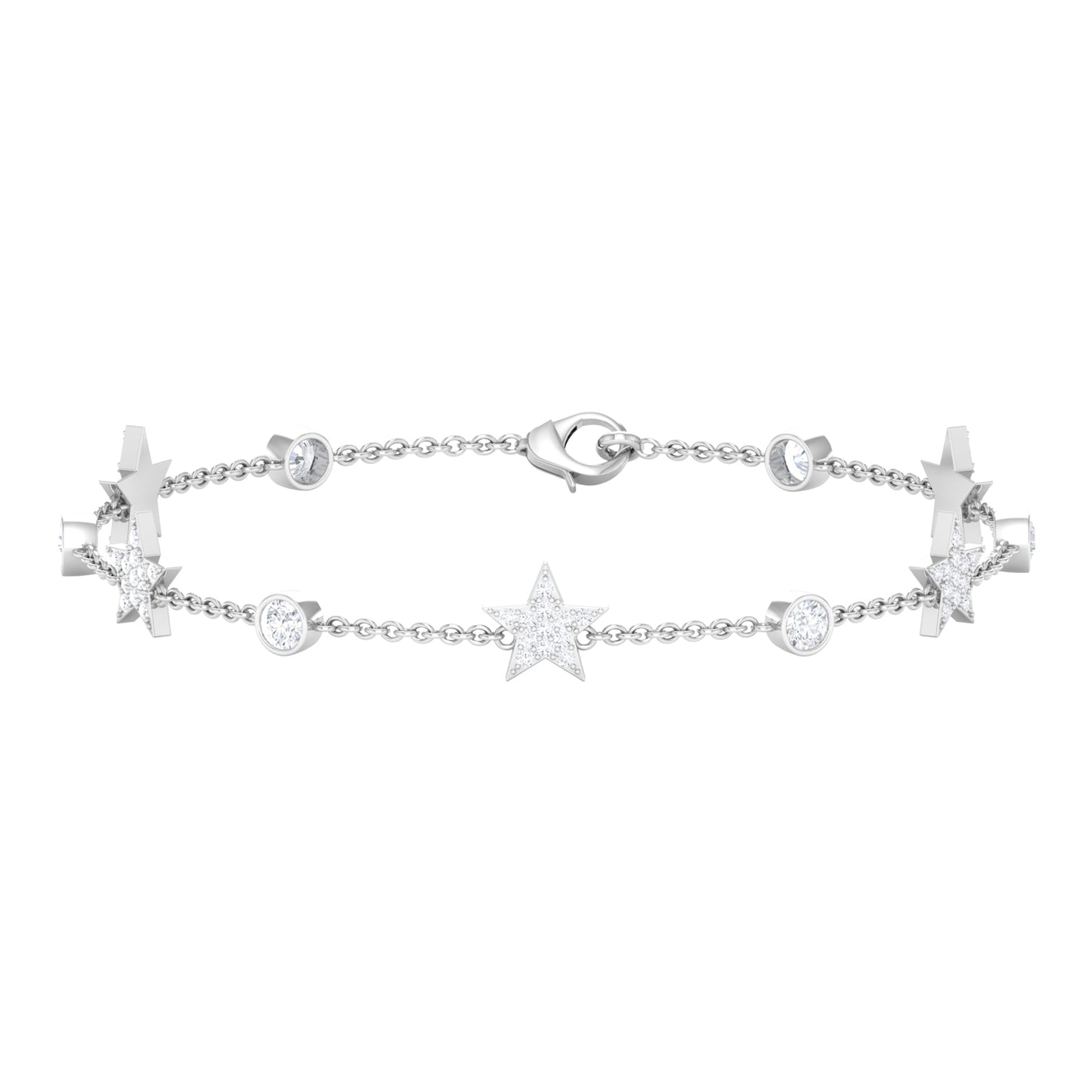 Certified Moissanite Station Star Bracelet for Women