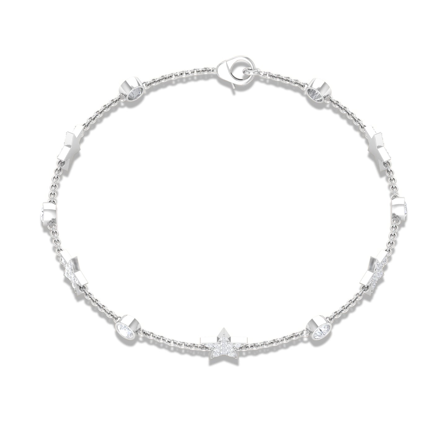 Certified Moissanite Station Star Bracelet for Women