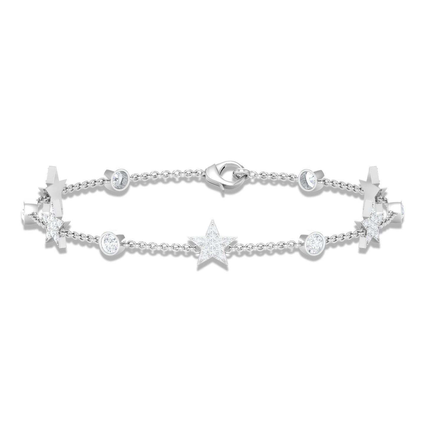 Certified Moissanite Station Star Bracelet for Women