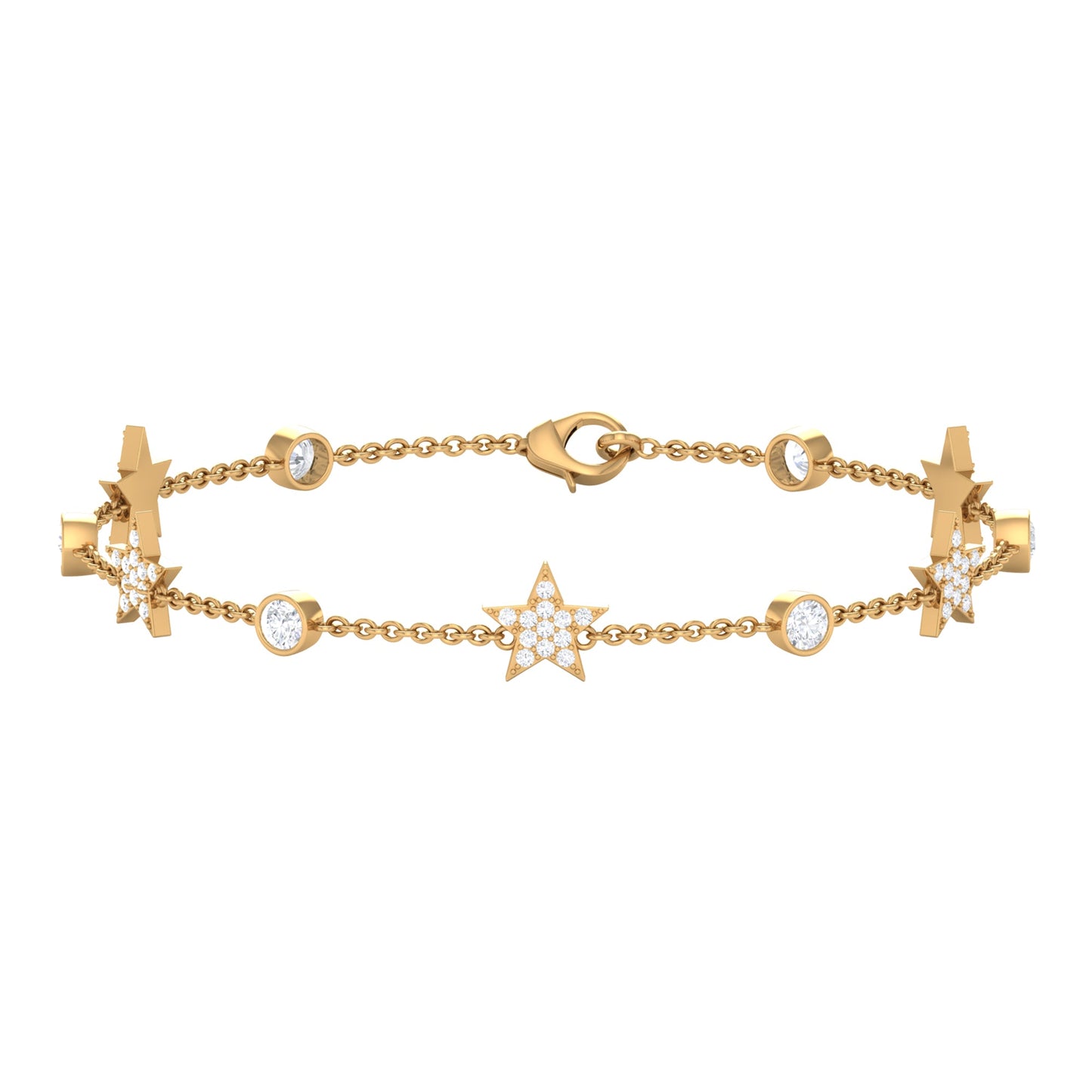 Certified Moissanite Station Star Bracelet for Women