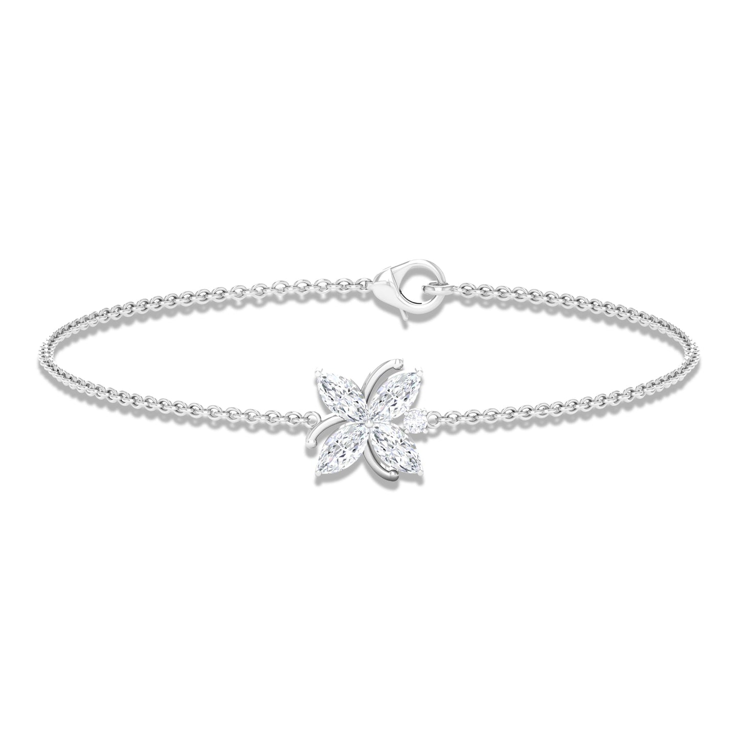 Certified Moissanite Flower Chain Bracelet for Women