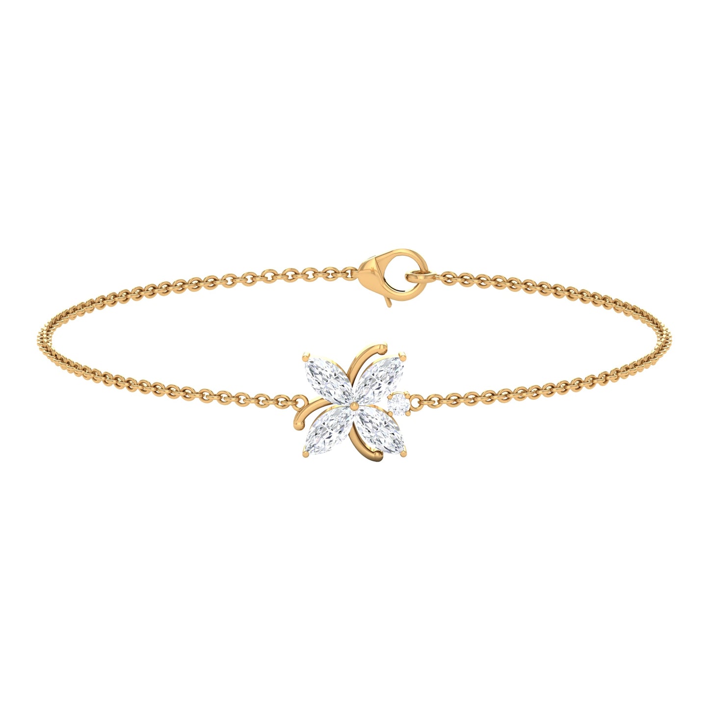 Certified Moissanite Flower Chain Bracelet for Women