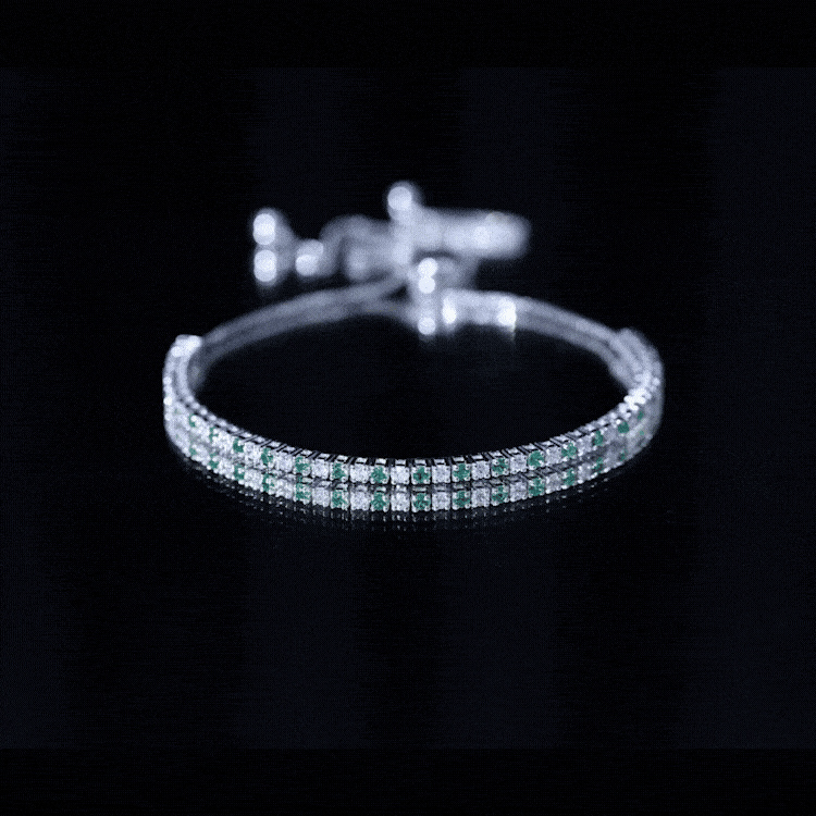 Certified Lab Grown Diamond and Emerald Bolo Bracelet For Wedding