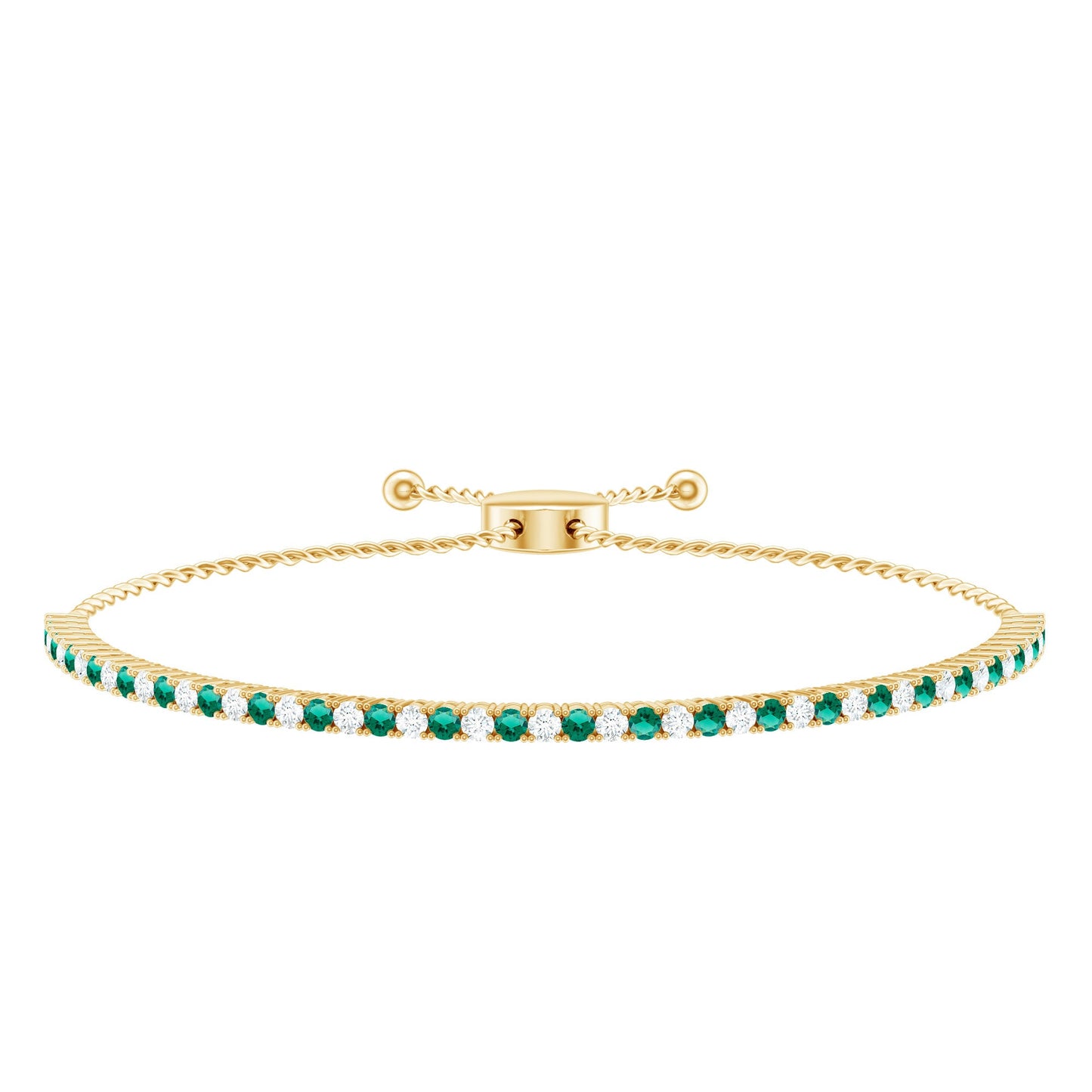 Certified Lab Grown Diamond and Emerald Bolo Bracelet For Wedding