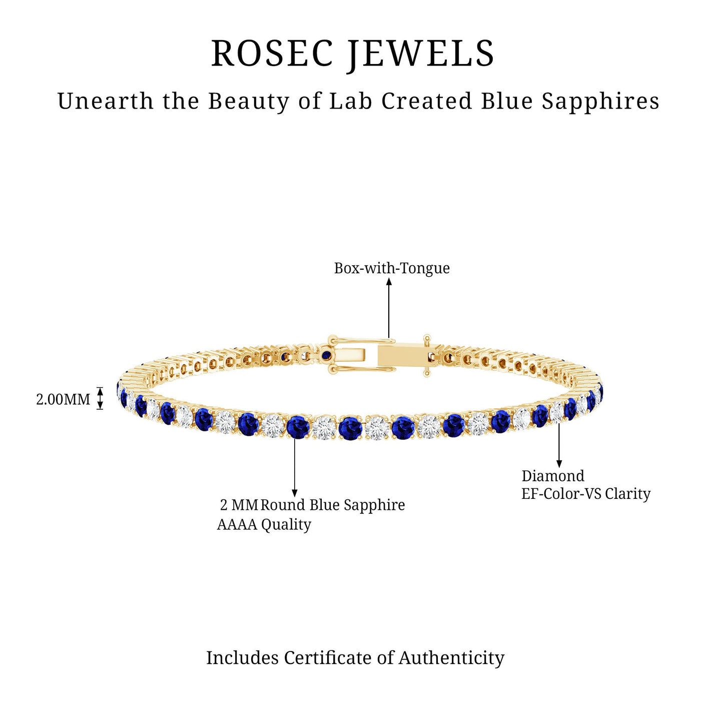 Certified Lab Grown Diamond and Sapphire Wedding Tennis Bracelet