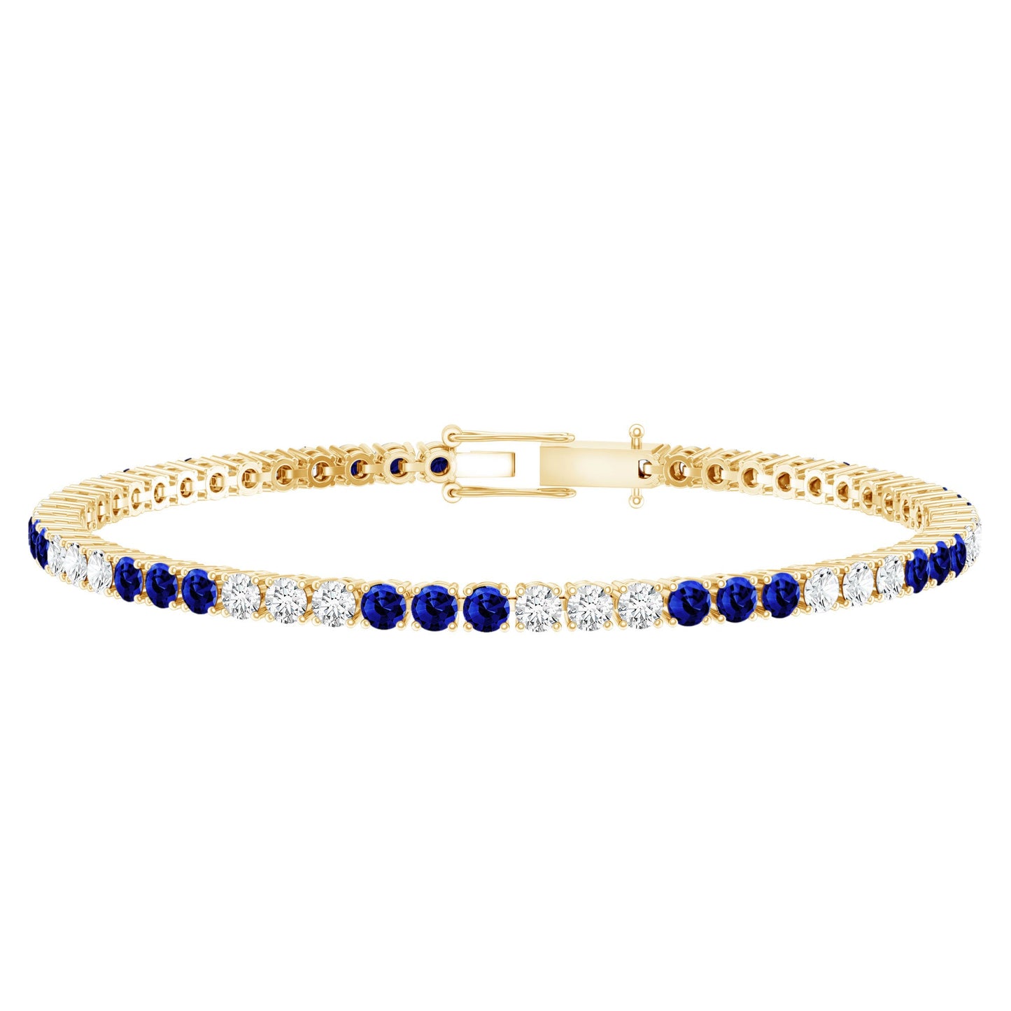 Prong Set Lab Grown Diamond Sapphire Eternity Tennis Bracelet
