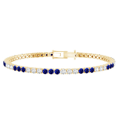 Prong Set Lab Grown Diamond Sapphire Eternity Tennis Bracelet