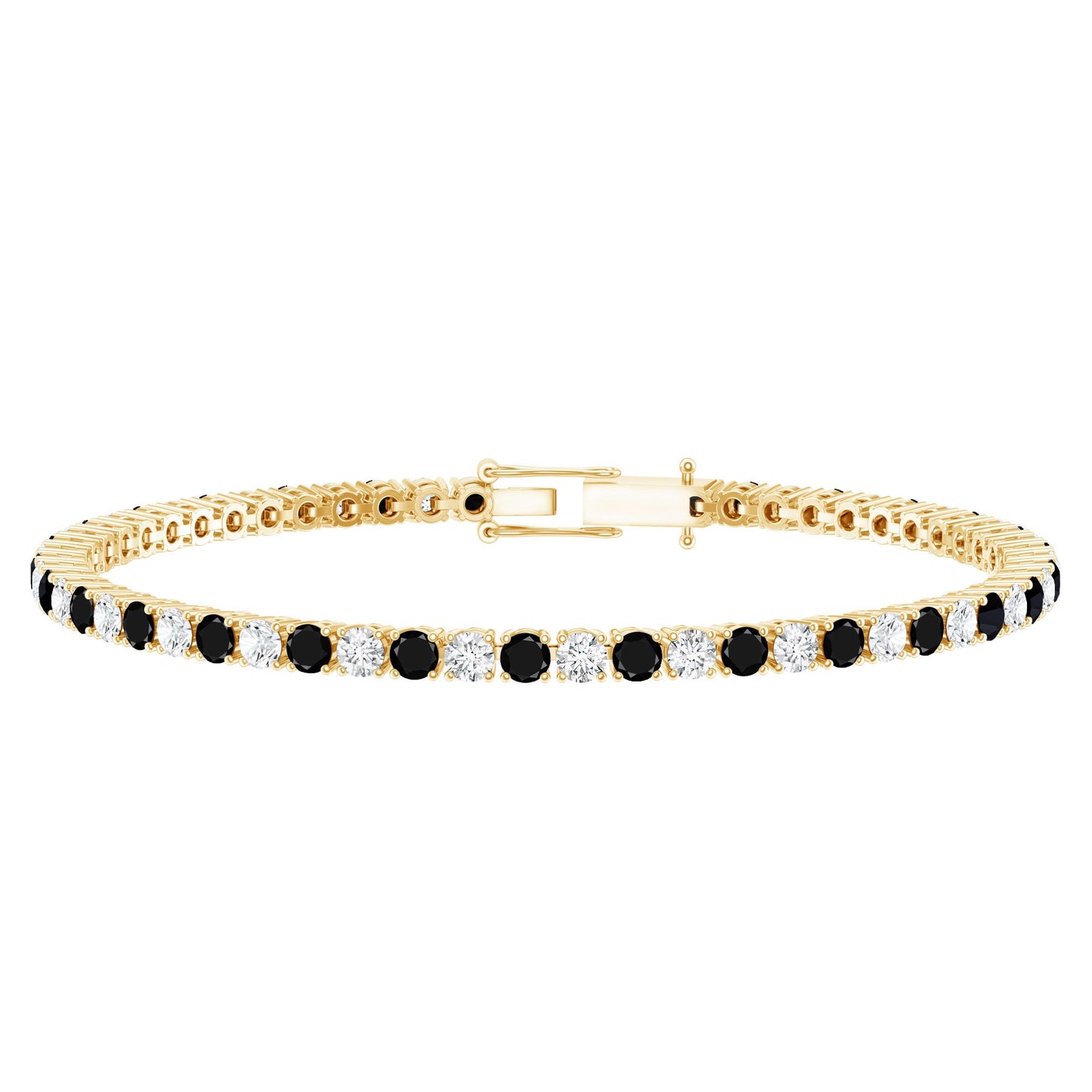 Prong Set Certified Lab Grown Black and White Diamond Tennis Bracelet