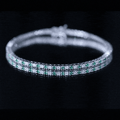Certified Lab Grown Diamond and Emerald Wedding Tennis Bracelet