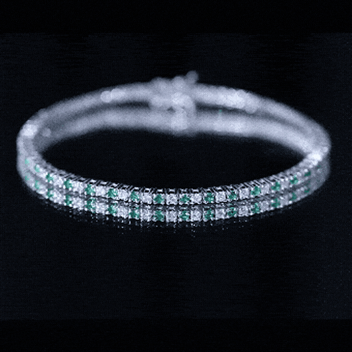 Certified Lab Grown Diamond and Emerald Wedding Tennis Bracelet