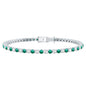 Certified Lab Grown Diamond and Emerald Wedding Tennis Bracelet