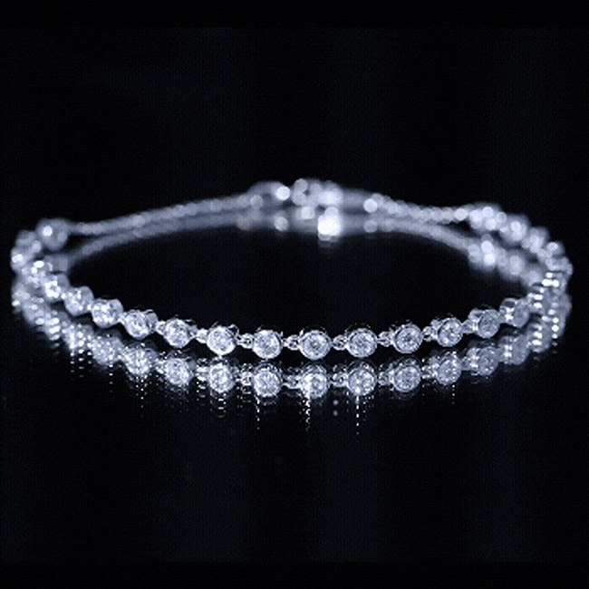 Certified Lab Grown Bezel Set Diamond Eternity Chain Bracelet