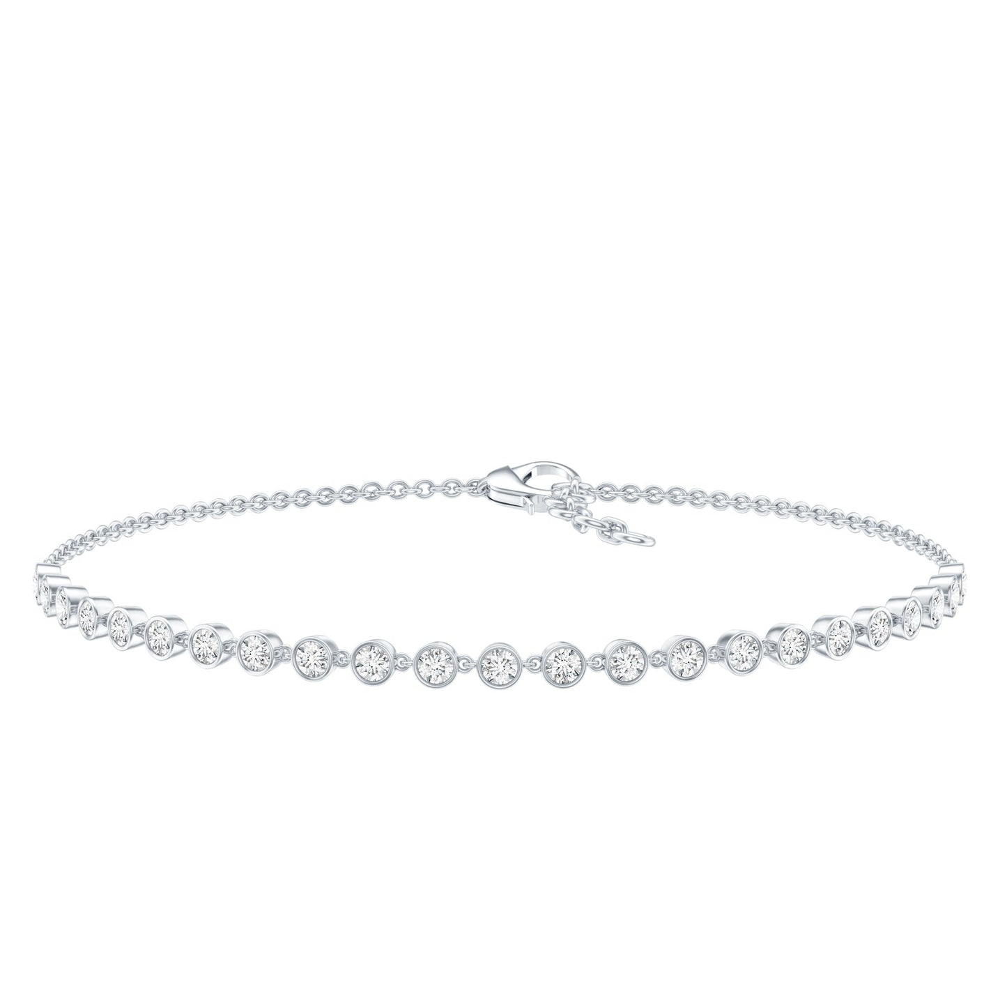 Certified Lab Grown Bezel Set Diamond Eternity Chain Bracelet