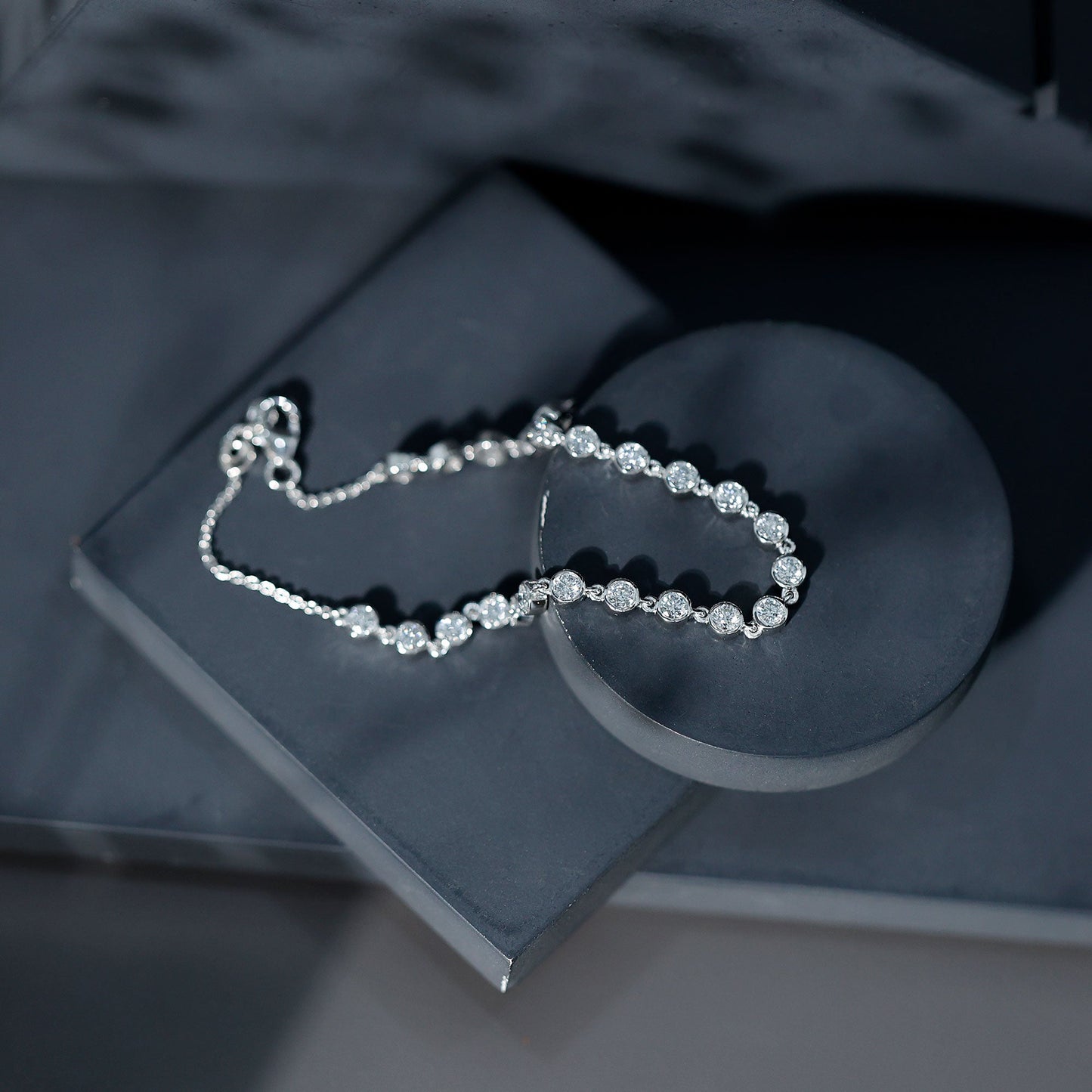 Certified Lab Grown Bezel Set Diamond Eternity Chain Bracelet
